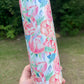Cute pink floral rose flowers 20oz skinny tumbler