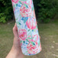 Cute pink floral rose flowers 20oz skinny tumbler