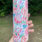 Cute pink floral rose flowers 20oz skinny tumbler