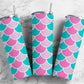Cute simple pink and teal mermaid dragon scales 20oz skinny tumbler