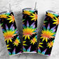 Rainbow marijuana weed leaf 20oz skinny tumbler black cup