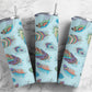 Feathers bird feathers 20oz tumbler skinny blue rainbow