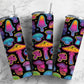 Rainbow mushrooms fairy colorful black 20oz tumbler skinny