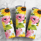 Sunflower with yellow and pink floral flowers collage 20oz skinny tumbler OR 12oz kids bottle
