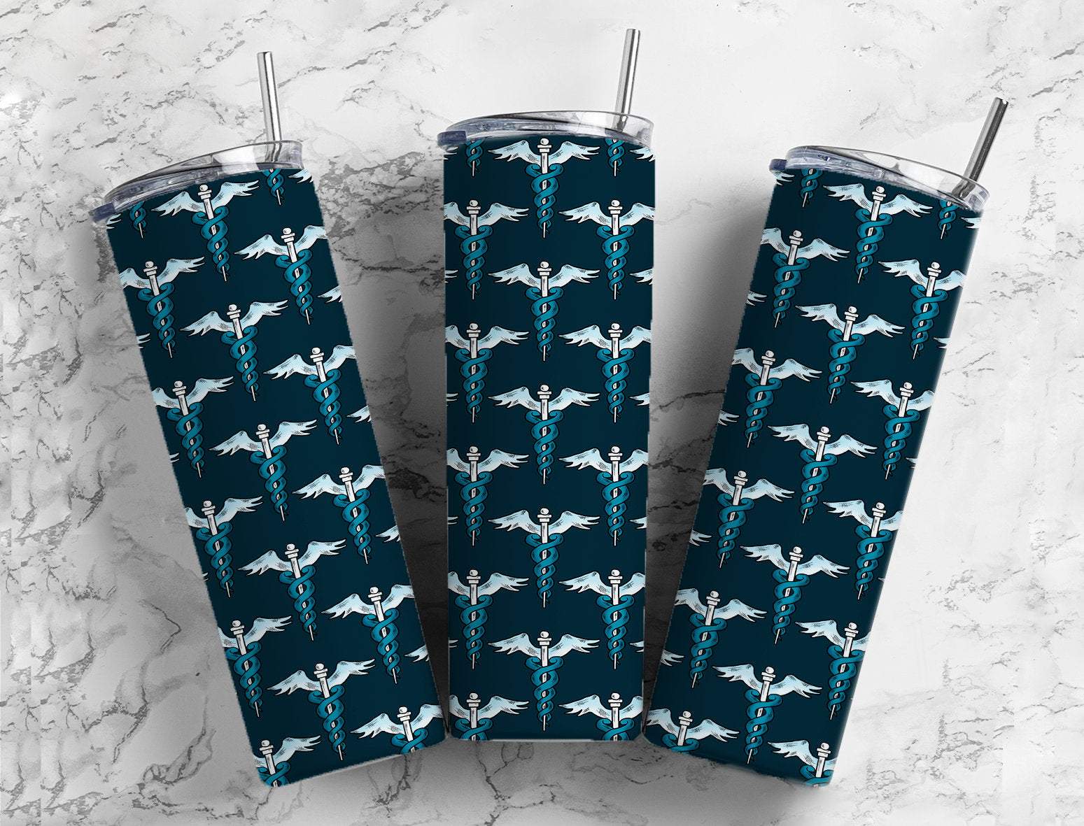 Nurse RN blue 20oz personalizable skinny tumbler