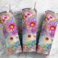 Rainbow colorful wildflower 20oz skinny tumbler florals or 12oz kids bottle