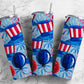 4th of July red white and blue sparklers hats balloons 20oz skinny tumbler or 12oz kids bottle with straw
