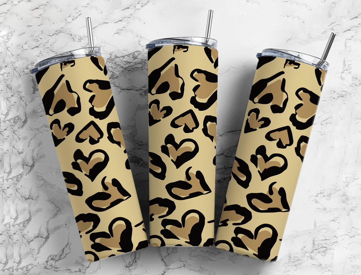 Cheetah leopard lookalike hearts rainbow 20oz tumbler skinny rainbow or original brown tan 12oz kids bottle