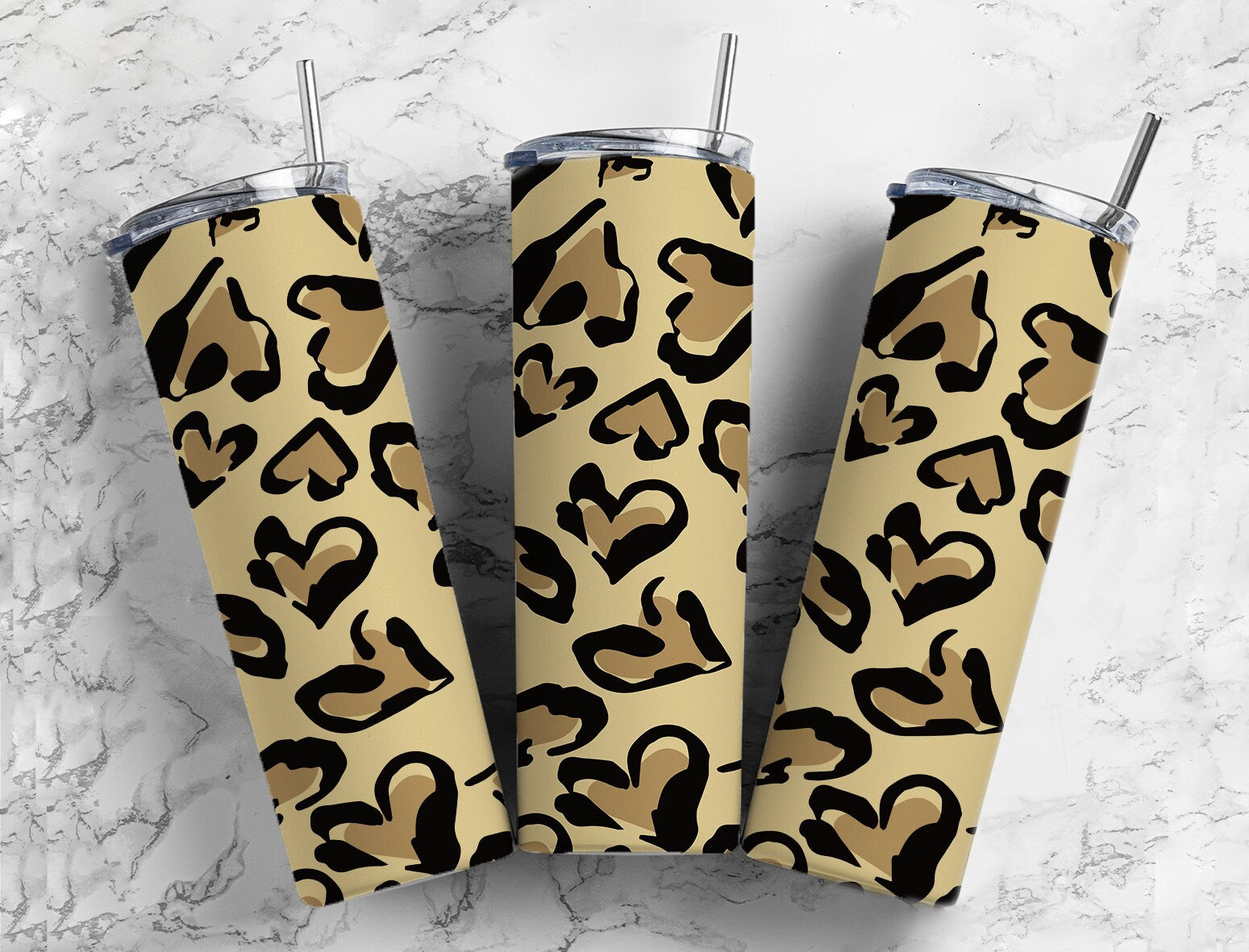 Cheetah leopard lookalike hearts rainbow 20oz tumbler skinny rainbow or original brown tan 12oz kids bottle