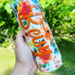 Beautiful tumbler orange  flower peony, vines floral tumbler 20oz skinny