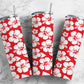 Hawaiian hibiscus floral red and white 20oz skinny tumbler