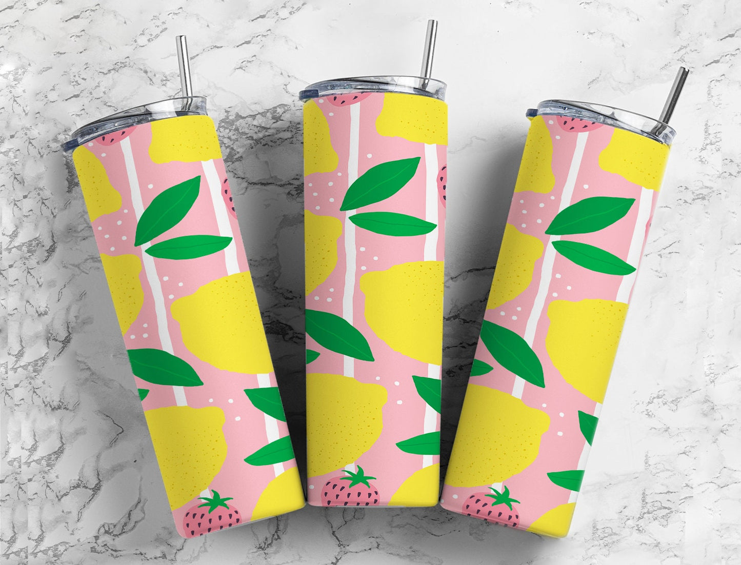 Cute pink lemonade lemons 20oz skinny tumbler