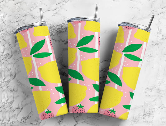 Cute pink lemonade lemons 20oz skinny tumbler