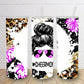 Cheer mom #momlife bun with cheetah and pom poms 20oz skinny tumbler