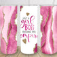 Girl boss running an empire 20oz pink marble gold skinny tumbler