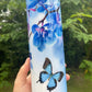 Blue butterfly and blue orchid flowers pretty floral 20oz skinny tumbler