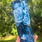 Blue roses and blue floral 20oz skinny tumbler or 12oz kids bottle with lid and straw