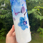 Blue butterfly and blue orchid flowers pretty floral 20oz skinny tumbler
