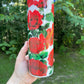 Beautiful and vibrant Red Roses  collage with stems leaves and thorns pretty tumbler 20oz skinny