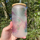 Succulents and Plant Mom with cactus   coffee can 16oz cute glass cup With bamboo wood lid and plastic straw