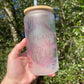 Succulents and Plant Mom with cactus   coffee can 16oz cute glass cup With bamboo wood lid and plastic straw
