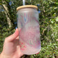Succulents and Plant Mom with cactus   coffee can 16oz cute glass cup With bamboo wood lid and plastic straw