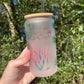 Succulents and Plant Mom with cactus   coffee can 16oz cute glass cup With bamboo wood lid and plastic straw